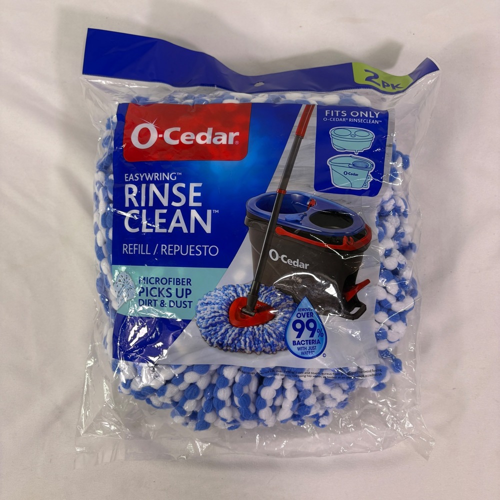 O-Cedar Mop RinseClean Refill 2 Pack Blue White EasyWring Microfiber